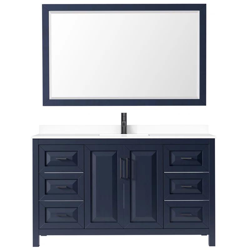 Wyndham Collection Daria 60'' Single Bathroom Vanity with Marble Top with Mirror