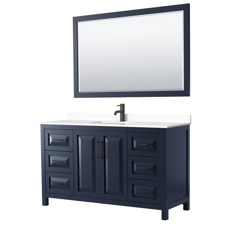 Wyndham Collection Daria 60'' Single Bathroom Vanity with Marble Top with Mirror