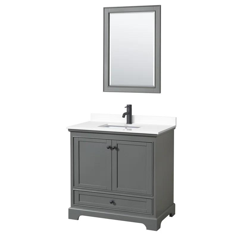 Wyndham Collection Deborah 36'' Single Bathroom Vanity with Marble Top with Mirror