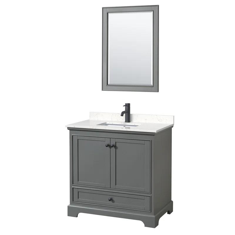 Wyndham Collection Deborah 36'' Single Bathroom Vanity with Marble Top with Mirror
