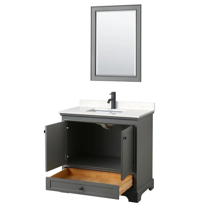 Wyndham Collection Deborah 36'' Single Bathroom Vanity with Marble Top with Mirror