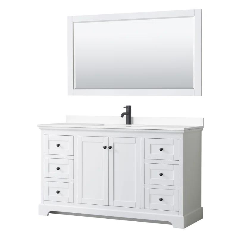 Wyndham Collection Avery 60'' Single Bathroom Vanity with Marble Top with Mirror
