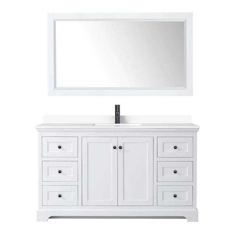 Wyndham Collection Avery 60'' Single Bathroom Vanity with Marble Top with Mirror