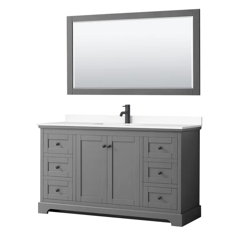 Wyndham Collection Avery 60'' Single Bathroom Vanity with Marble Top with Mirror