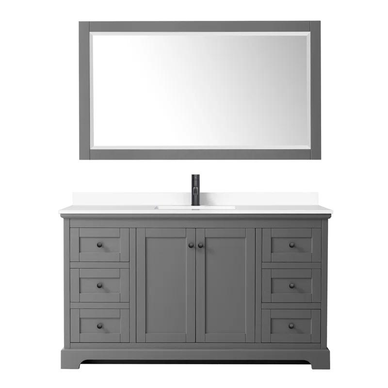 Wyndham Collection Avery 60'' Single Bathroom Vanity with Marble Top with Mirror