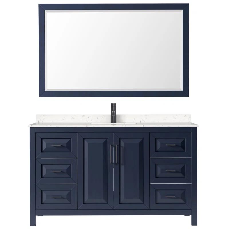 Wyndham Collection Daria 60'' Single Bathroom Vanity with Marble Top with Mirror