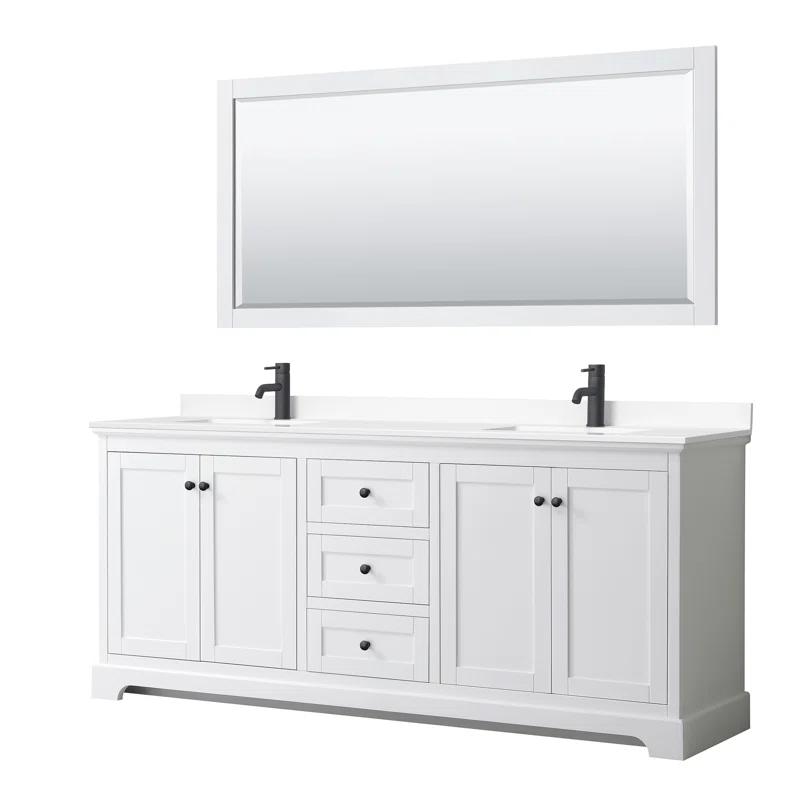 Wyndham Collection Avery 80'' Double Bathroom Vanity with Marble Top with Mirror