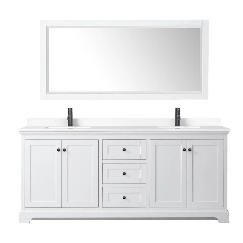 Wyndham Collection Avery 80'' Double Bathroom Vanity with Marble Top with Mirror