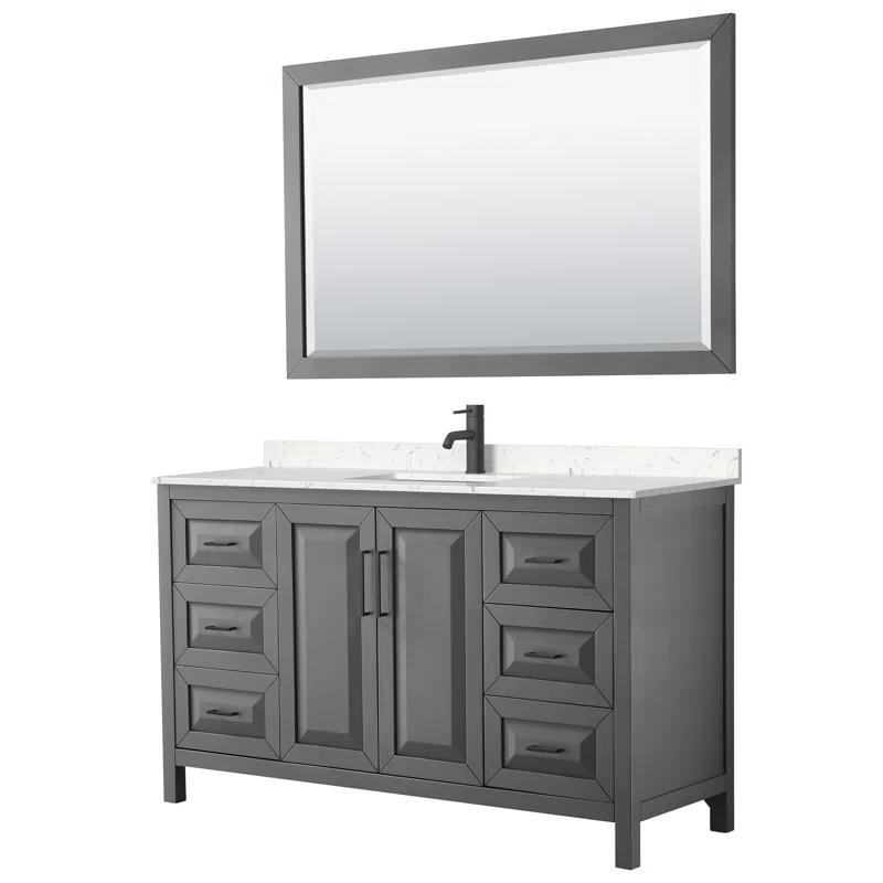 Wyndham Collection Daria 60'' Single Bathroom Vanity with Marble Top with Mirror