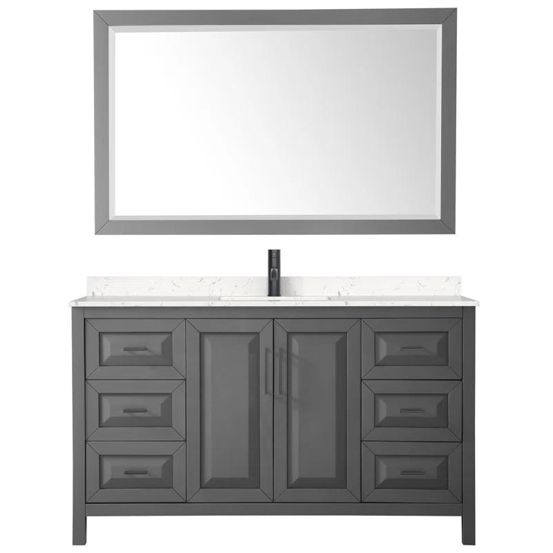 Wyndham Collection Daria 60'' Single Bathroom Vanity with Marble Top with Mirror