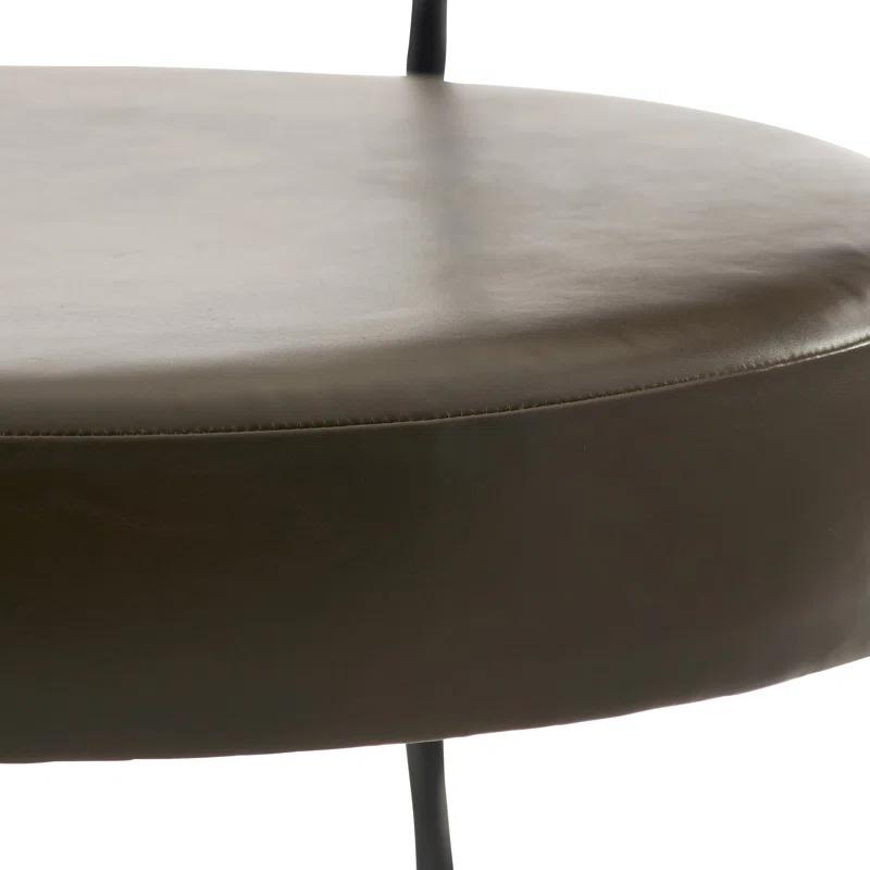 Luxurious Black Leather and Metal Upholstered Dining Chair