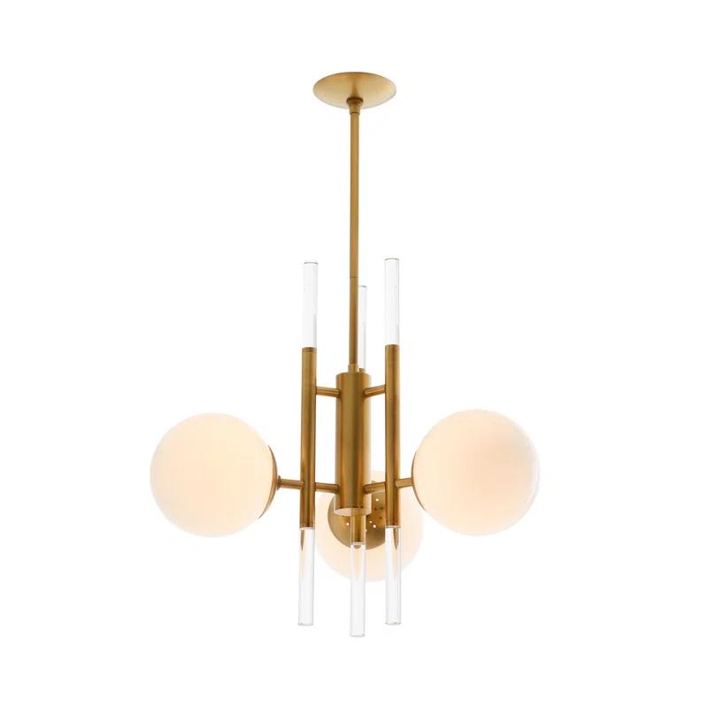 Oberon 48" Antique Brass and Opal Glass Chandelier