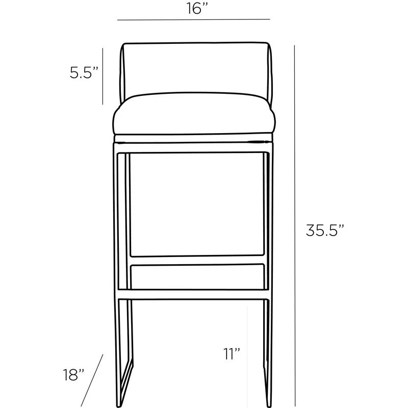 Graphite Leather and Blackened Iron Bar Stool