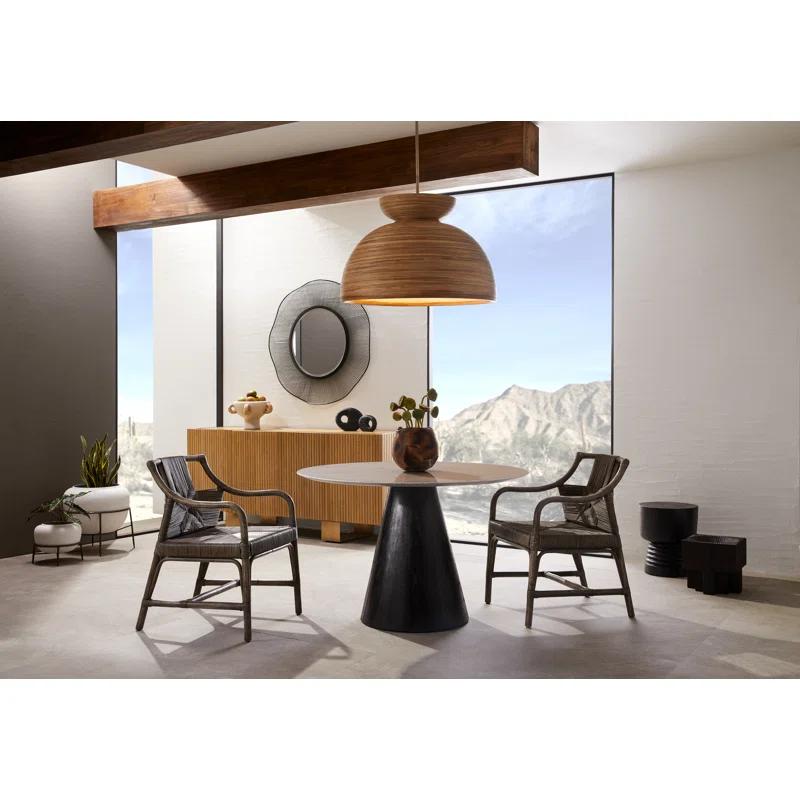 Contemporary Brass and Glass Drum Pendant Light - Indoor/Outdoor