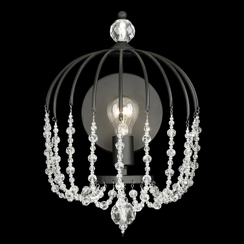 Elegant Black and Gold Crystal Crush Dimmable Wall Sconce