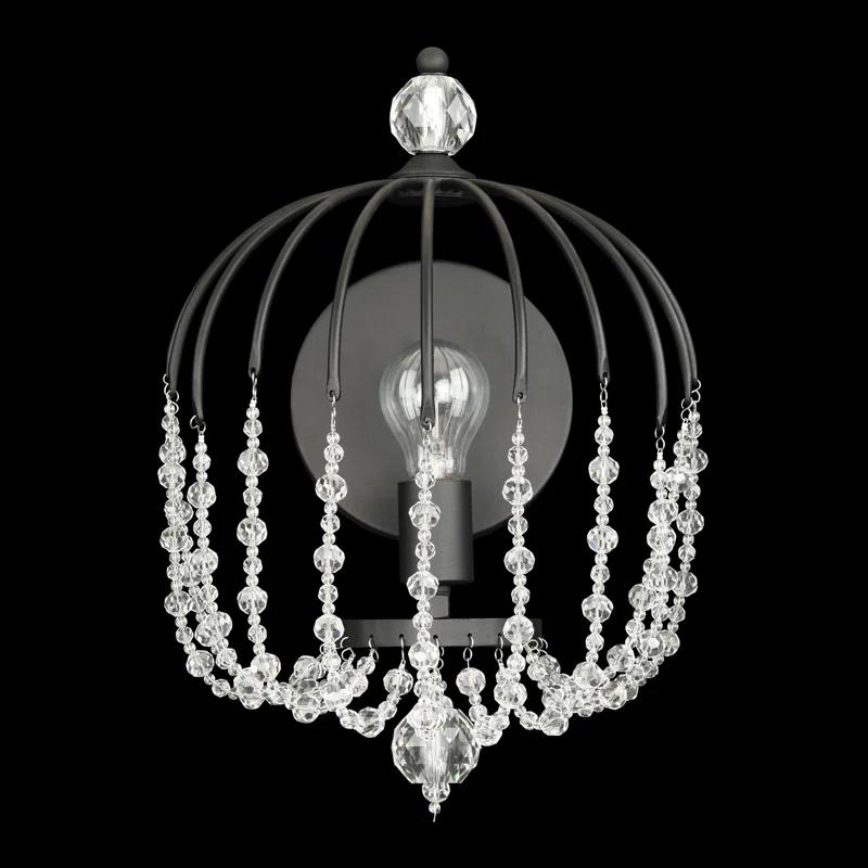 Elegant Black and Gold Crystal Crush Dimmable Wall Sconce