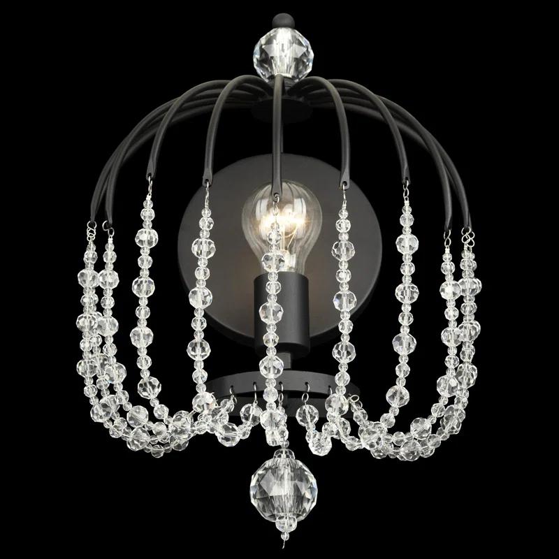 Elegant Black and Gold Crystal Crush Dimmable Wall Sconce