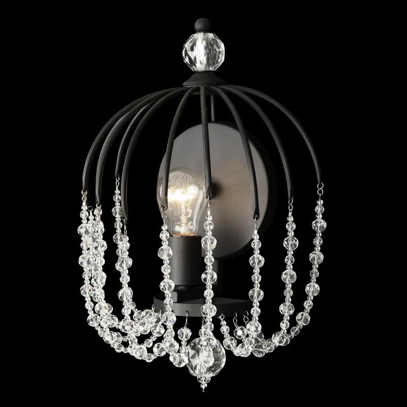Elegant Black and Gold Crystal Crush Dimmable Wall Sconce