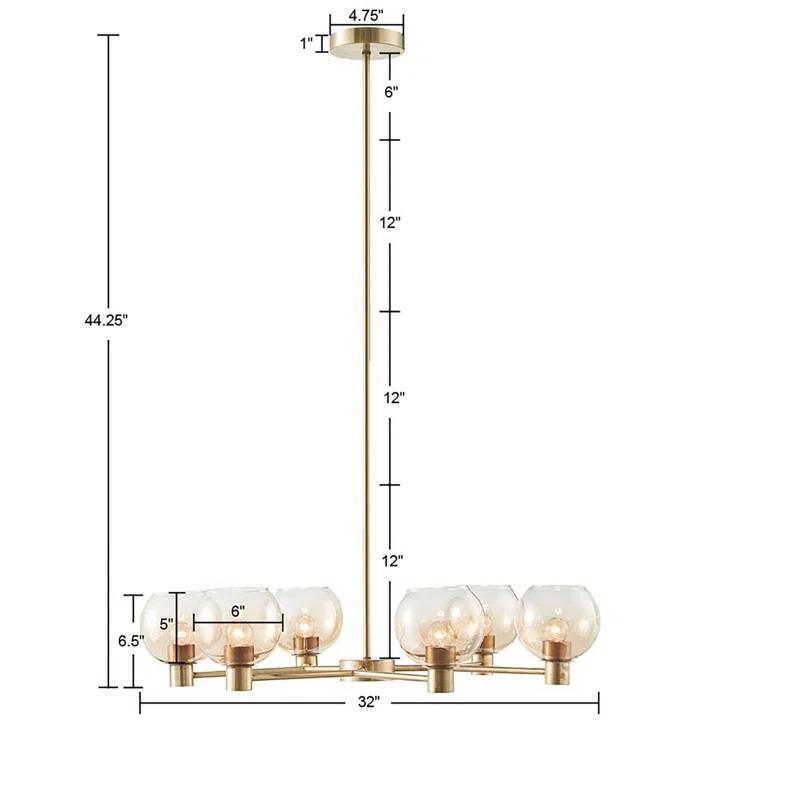 Blaire 6-Light Antique Brass Chandelier with Ombre Amber Glass Globes