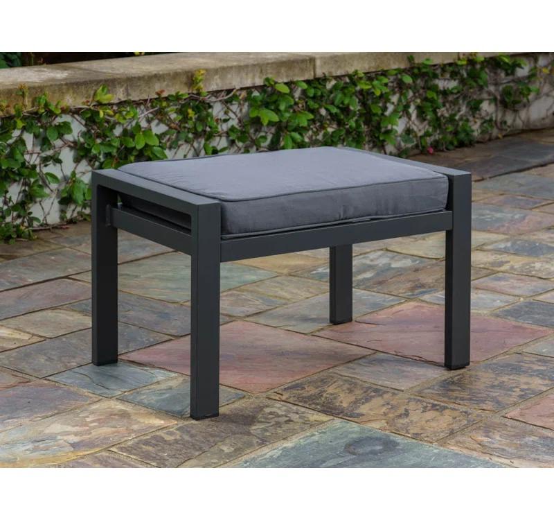 Lakeview Charcoal 17'' Modern Aluminum Outdoor Ottoman with Cushion