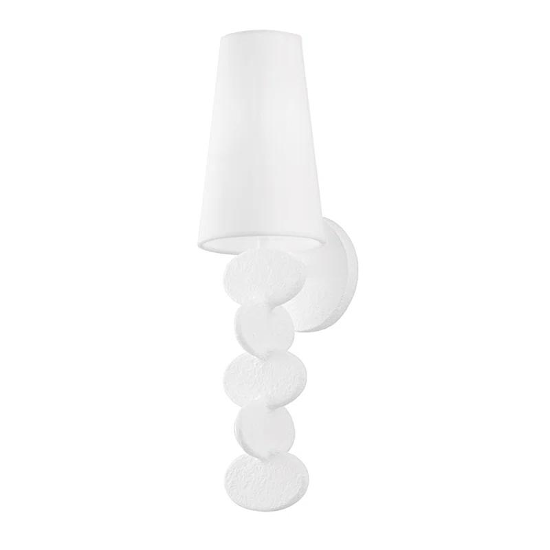 Ellios Sculptural Gesso White Linen Shade Wall Sconce