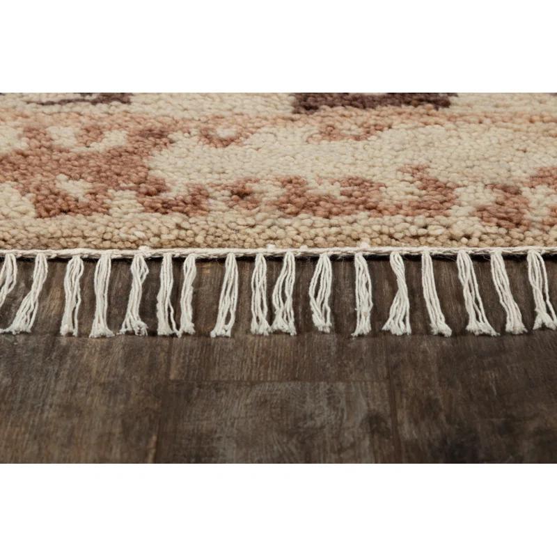 Hand-Knotted Beige Wool Moroccan-Inspired Area Rug 3'6" x 5'6"