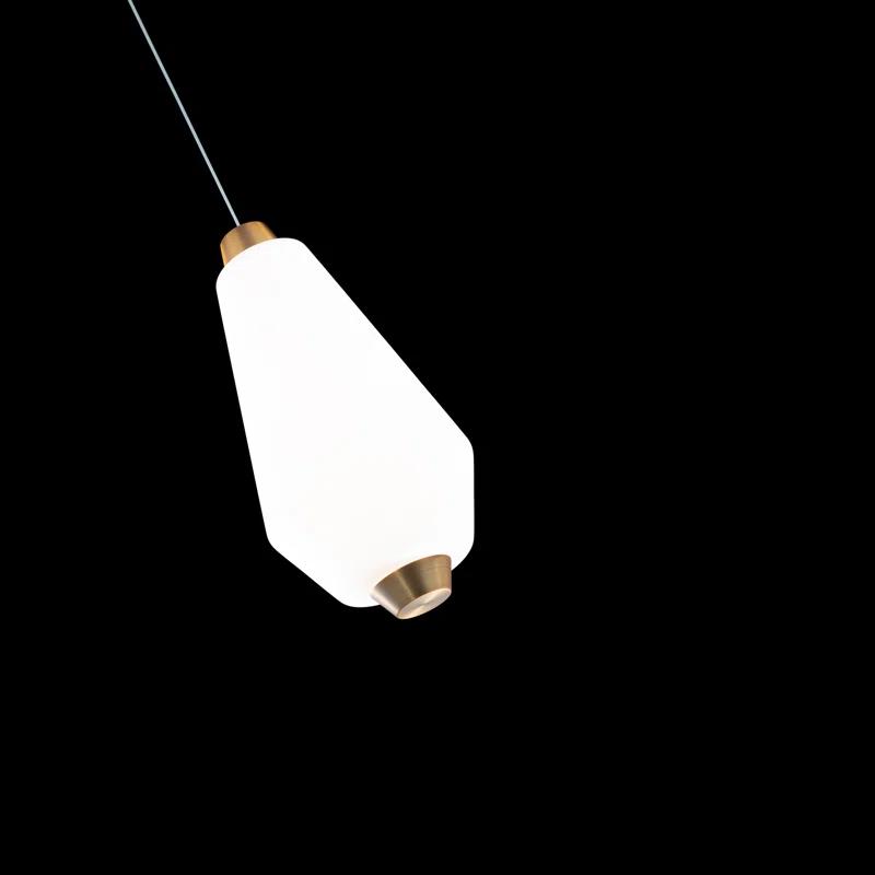 Amelia Transitional Aged Brass Mini LED Pendant with Opal Glass