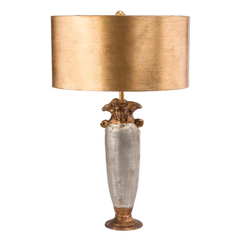 Bienville Silver and Gold Leaf Table Lamp with Gilded Gold Parchment Shade