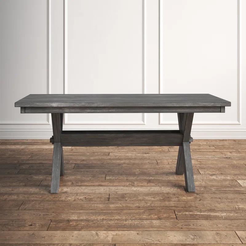 Farmhouse Oak 72" Rectangular Dining Table with Storage Shelf