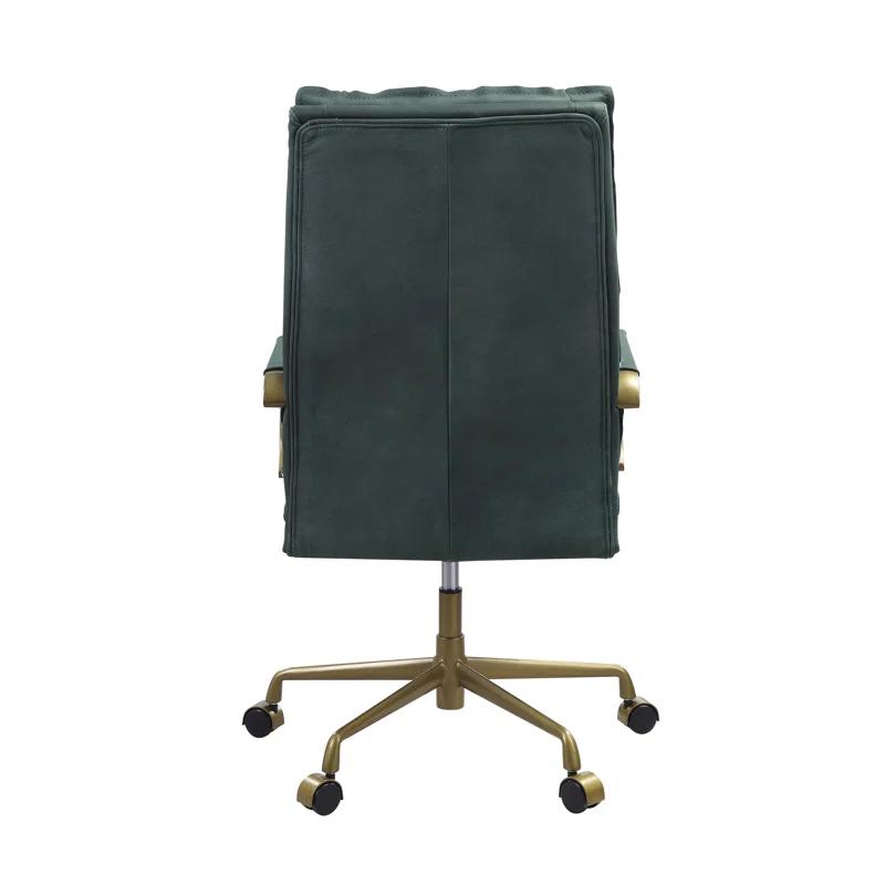 Luxurious Dark Green Top Grain Leather Executive Swivel Chair