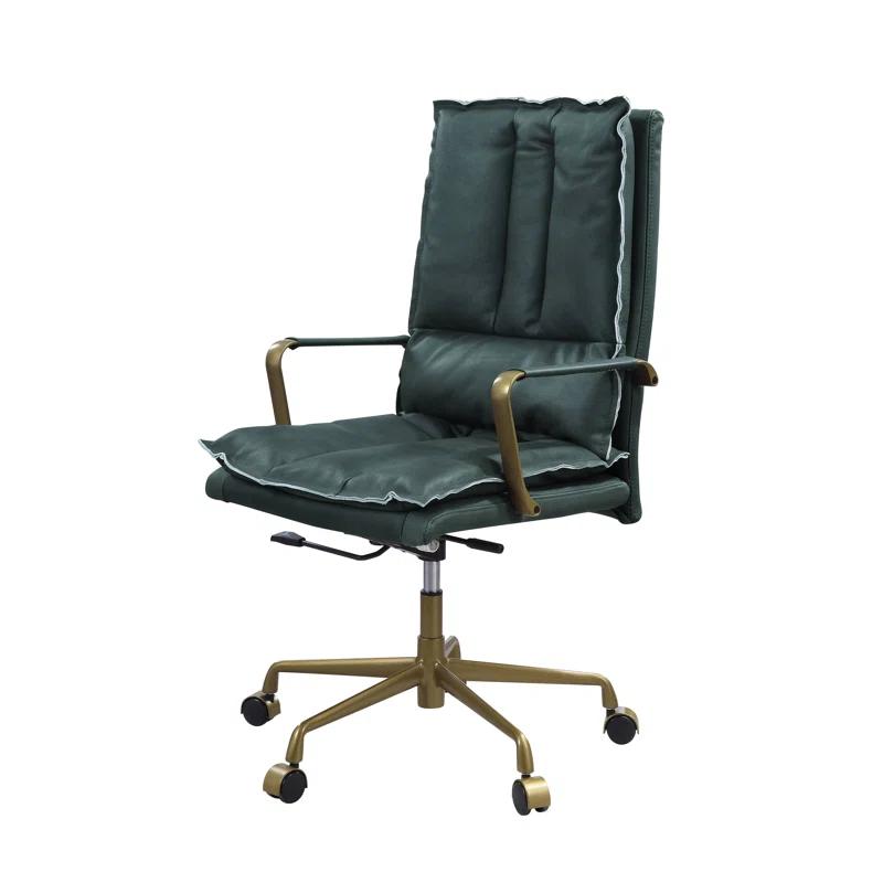 Luxurious Dark Green Top Grain Leather Executive Swivel Chair