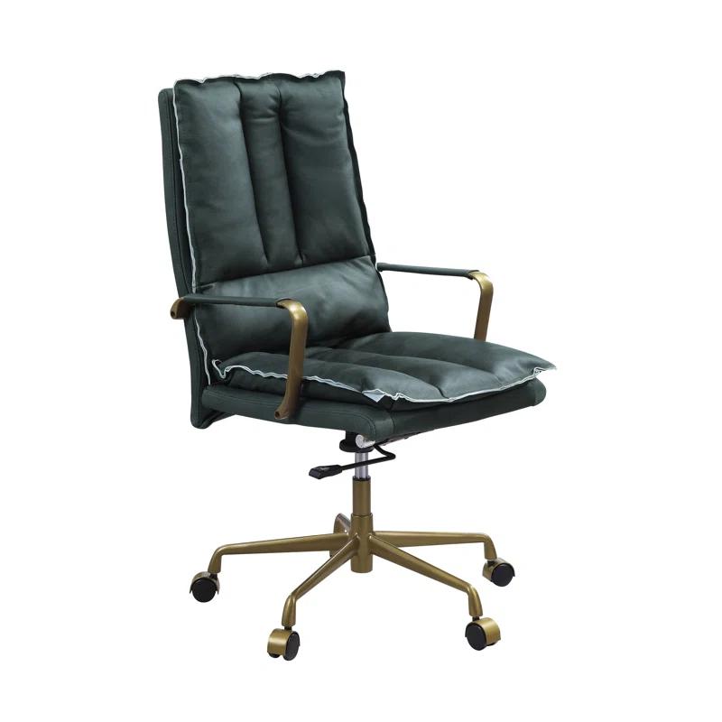 Luxurious Dark Green Top Grain Leather Executive Swivel Chair