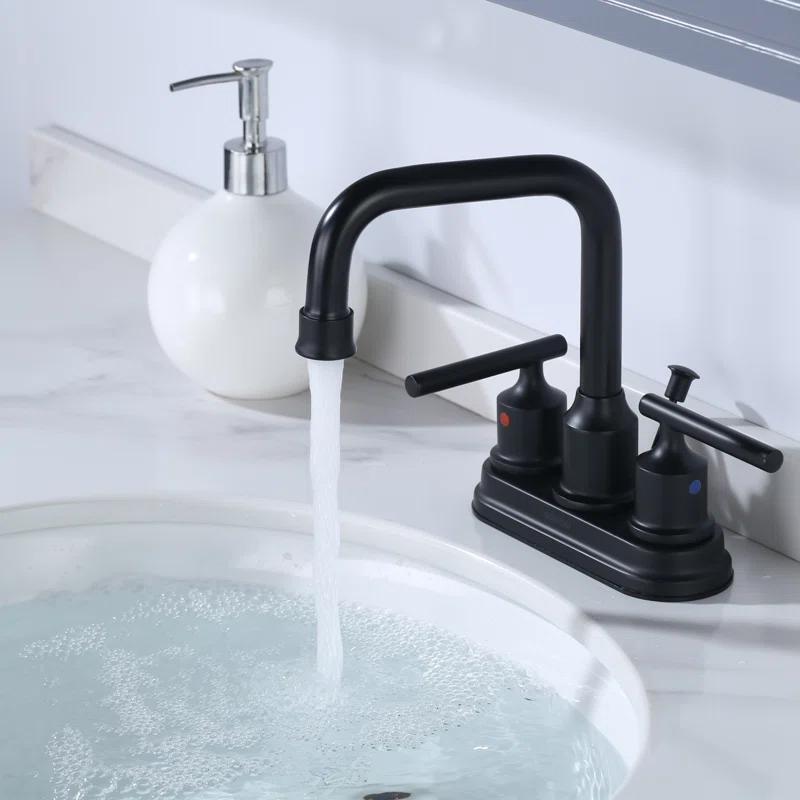 Centerset 2-handle Bathroom Faucet with Drain Assembly