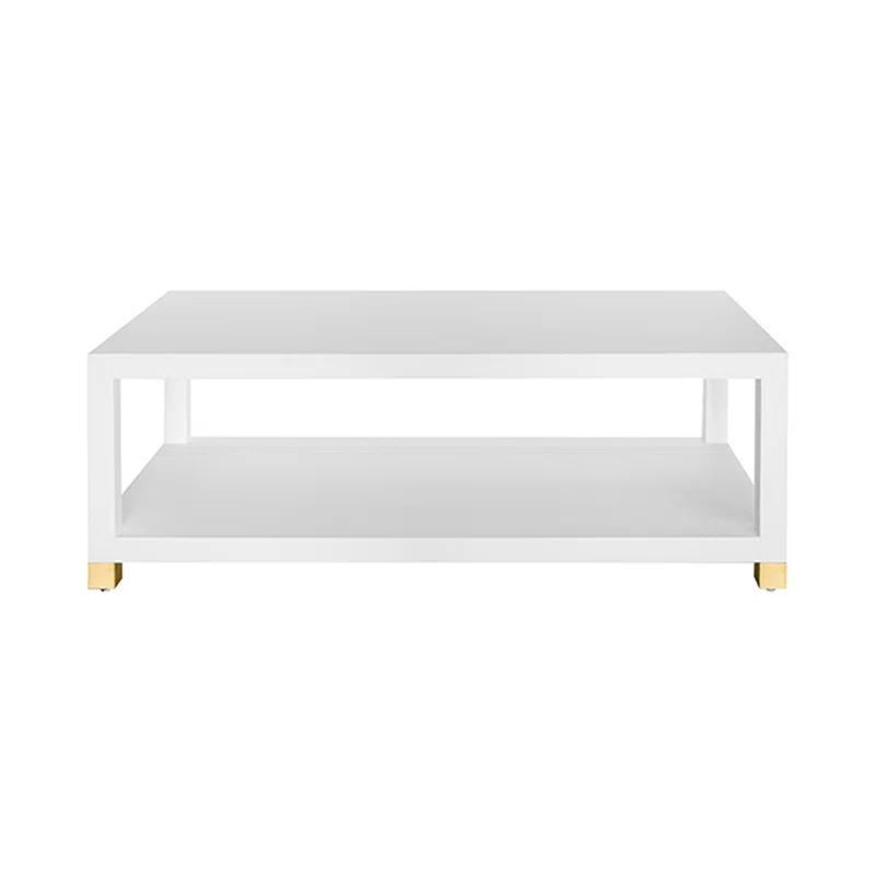 Contemporary Matte White 50" Rectangular Wood and Metal Coffee Table