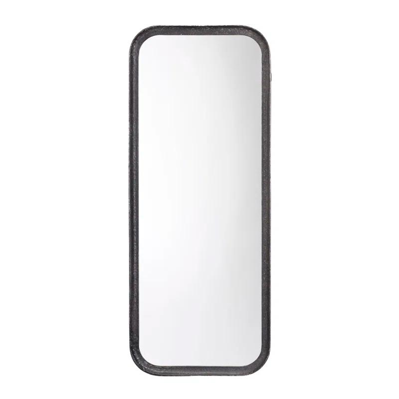 Contemporary Hand-Forged Metal Wall Mirror with Rounded Corners