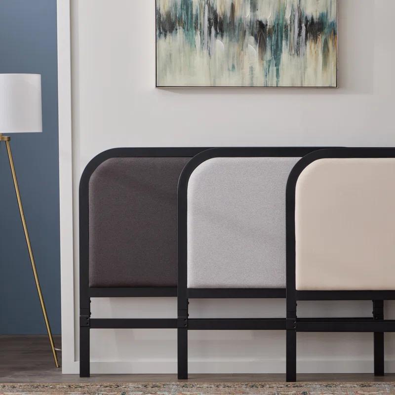 Brookside Metal Bed Frame with Rounded Upholstered Headboard