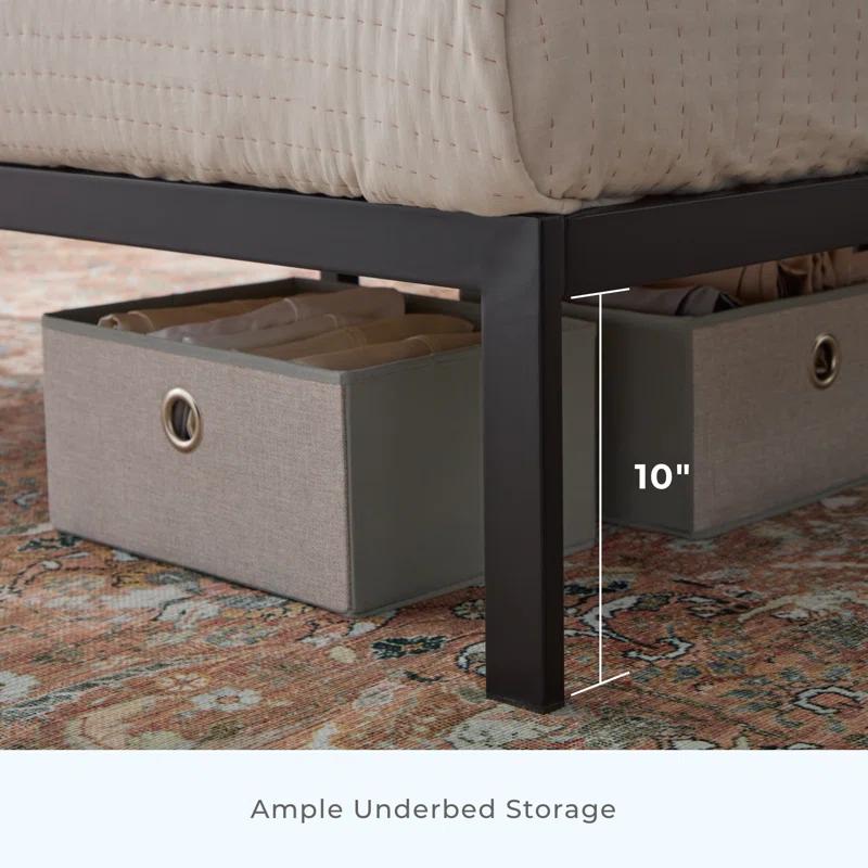 Brookside Metal Bed Frame with Rounded Upholstered Headboard