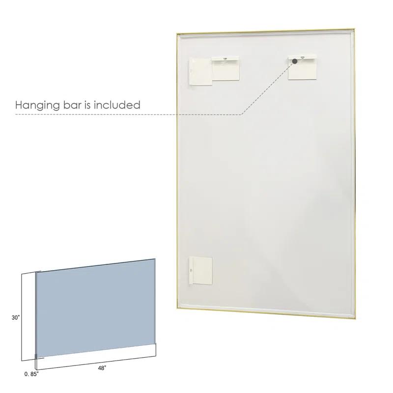 Elegant Rectangular 48" Brushed Gold Aluminum Bathroom Vanity Mirror