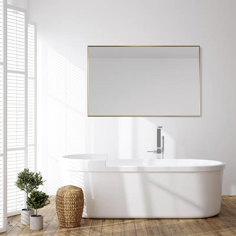 Elegant Rectangular 48" Brushed Gold Aluminum Bathroom Vanity Mirror