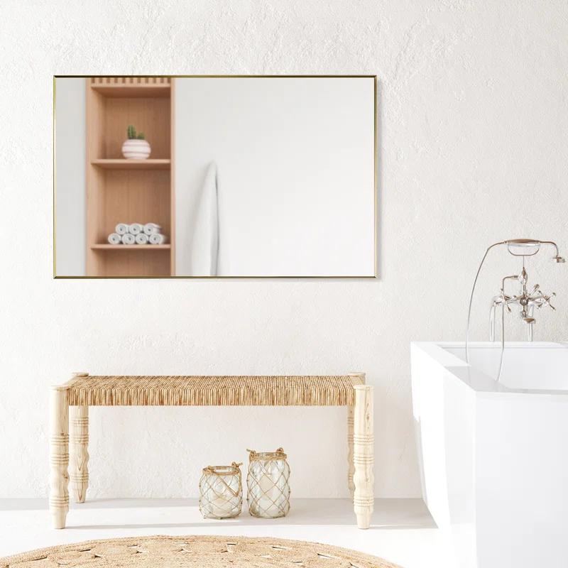 Elegant Rectangular 48" Brushed Gold Aluminum Bathroom Vanity Mirror