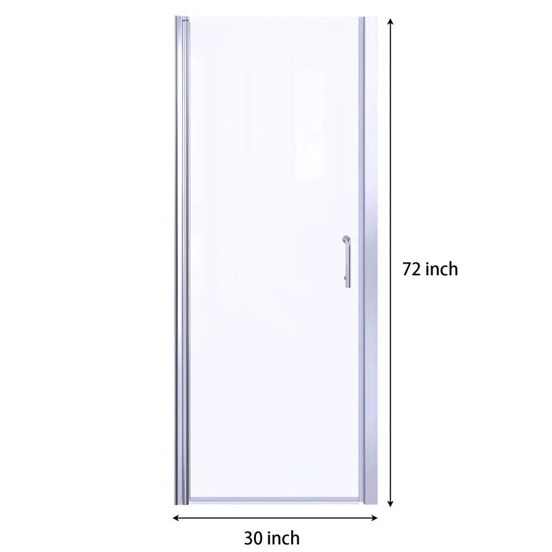 30'' - W x 72'' H Pivot Door Semi-Frameless Shower Door with