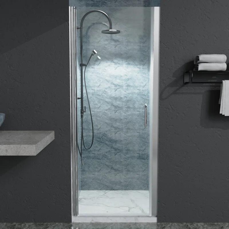 30'' - W x 72'' H Pivot Door Semi-Frameless Shower Door with