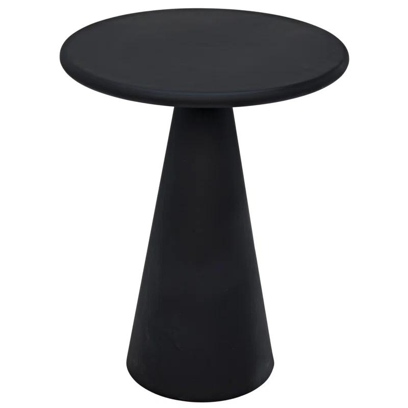 Futurist Noir 15.5" Round Metal & Glass Side Table