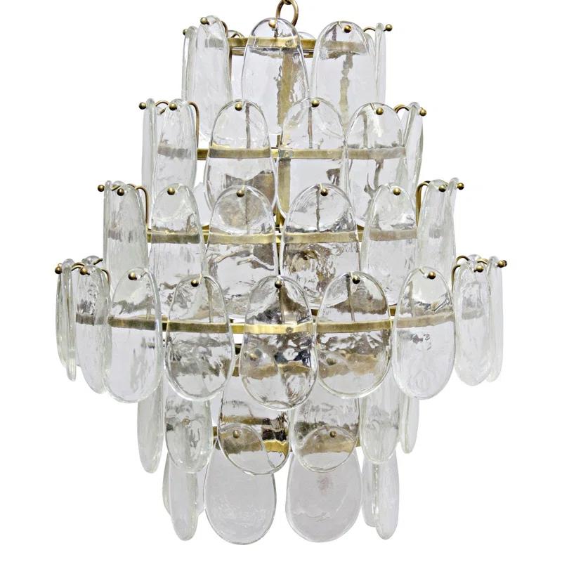 Antique Brass 6-Light Tiered Chandelier with Clear Glass Accents