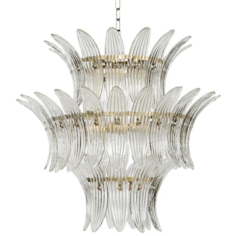 Antique Brass 4-Light Chandelier with Crystal Accents