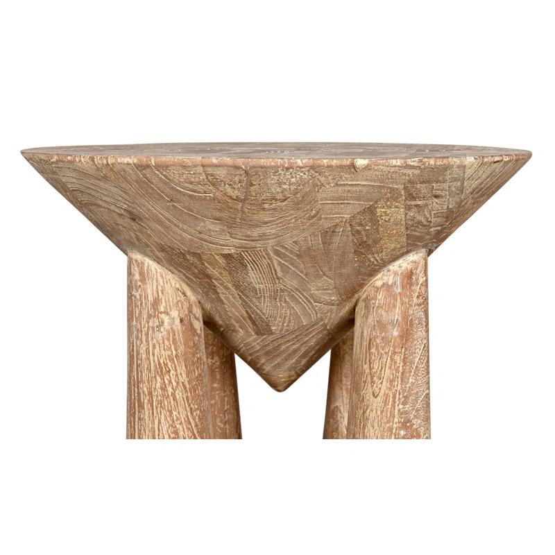Kongo 22" Round Distressed Mindi Wood End Table