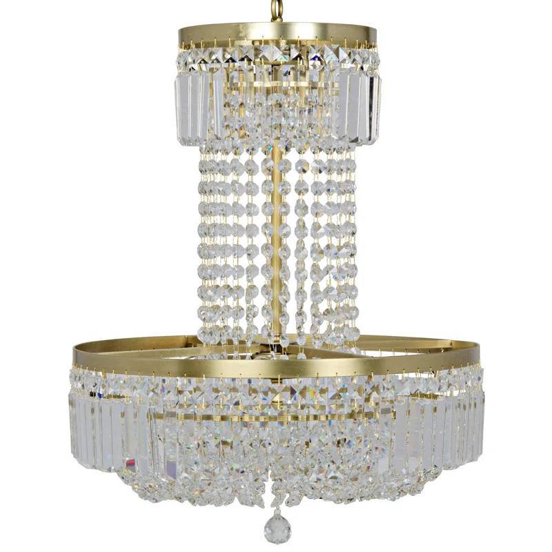 Antique Brass Elegance 8-Light Crystal Chandelier