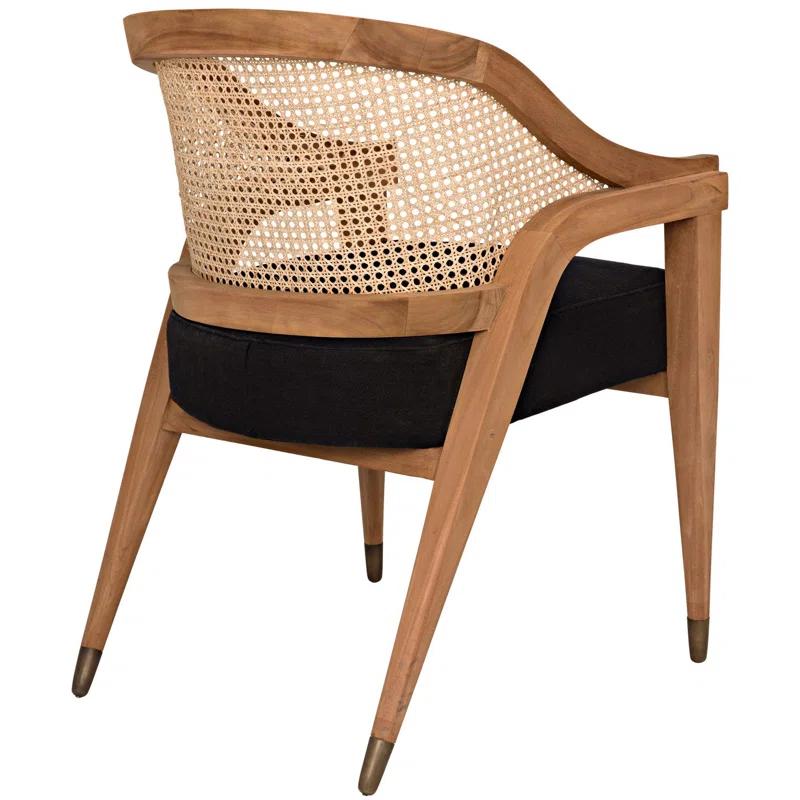 Noir Chloe 24" Handcrafted Black Wood Cane Barrel Chair