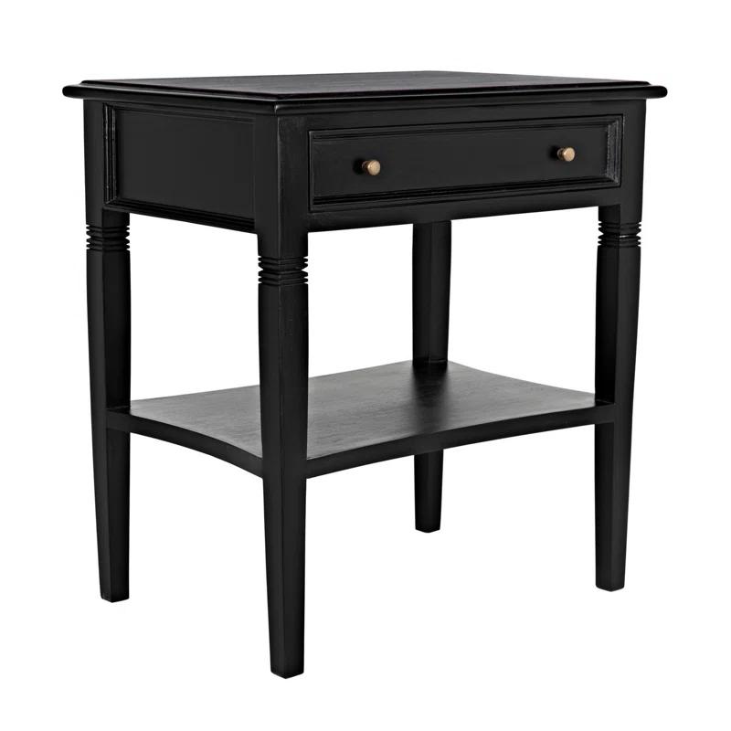 Oxford 20" Solid Mahogany Wood End Table with Storage - Hand Rubbed Black