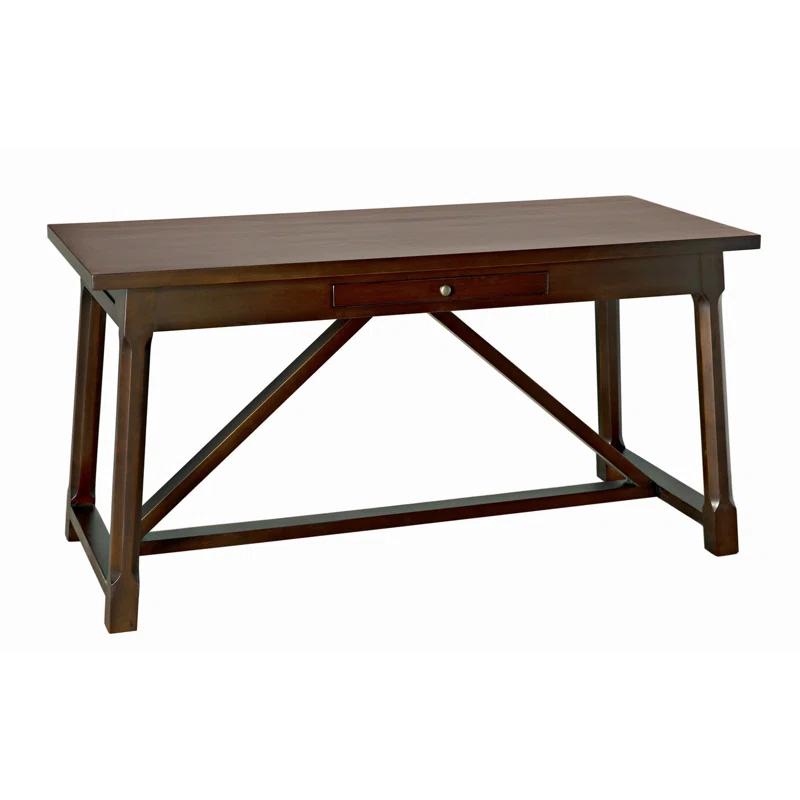 Sutton Distressed Brown Solid Mahogany Writing Desk with Drawer